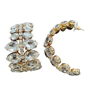 Crystal prom gold hoop earrings